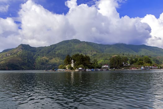 View of Parapat Lighthouse. City on North Sumatra, Indonesia.