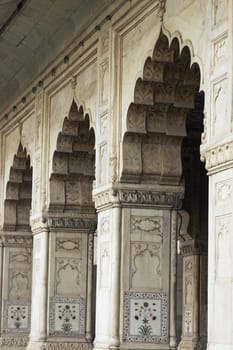 Islamic style palace with inlaid marble. Red Fort, Delhi, India