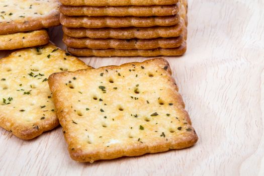 Vegetable cracker on wooden background