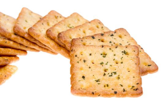 Vegetable crackers isolated on white background