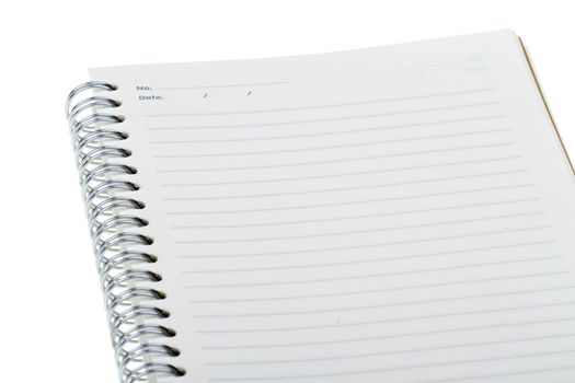 blank notebook with metal ring isolated on white