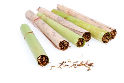 Cigar and tobacco - handmade from dried banana leaf
