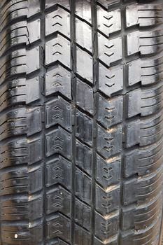Tread patterns on old worn car tires