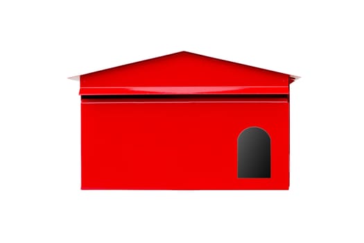 Isolated white background  Red Mailbox With Mail