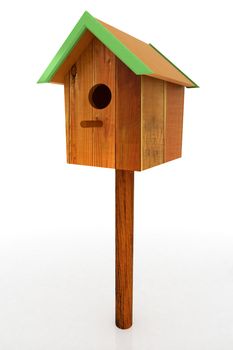 Nest box birdhouse on a white background