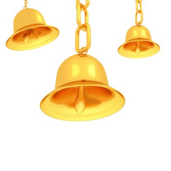 Gold bell on a white background