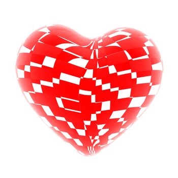 3d beautiful red glossy heart of the bands on a white background