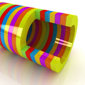 3d colorful abstract cut pipe on a white background