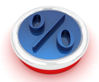 Discount button with percent symbol on a white background