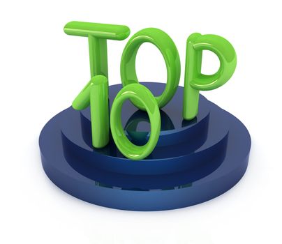 Top ten icon on white background. 3d rendered image