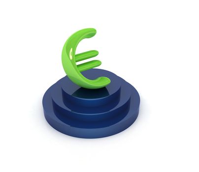 icon euro sign on podium on a white background