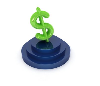 icon dollar sign on podium on a white background