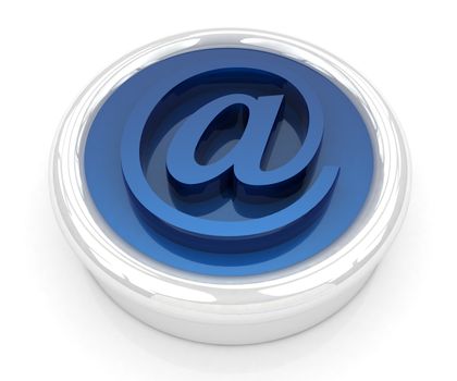 3d button email Internet push  on a white background