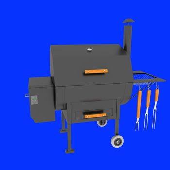 oven barbecue grill on a blue background