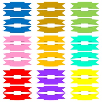 Set of colorful ribbons in white background