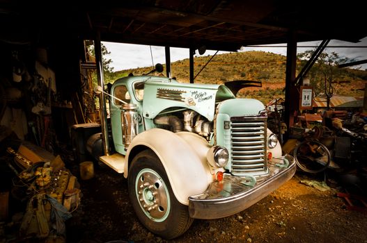 Truck Jerome Arizona Ghost Town mine and old cars on AUGUST 26, 2013 in Jerome, USA