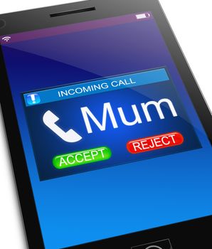 Illustration depicting a phone with a mum calling concept.
