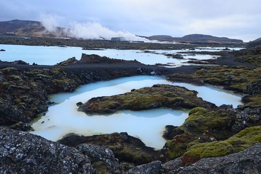 a thermal pool at blue lagoon in iceland