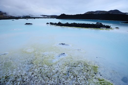 a thermal pool at blue lagoon in iceland