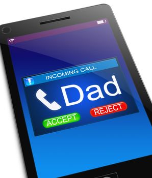 Illustration depicting a phone with an incoming call from dad.