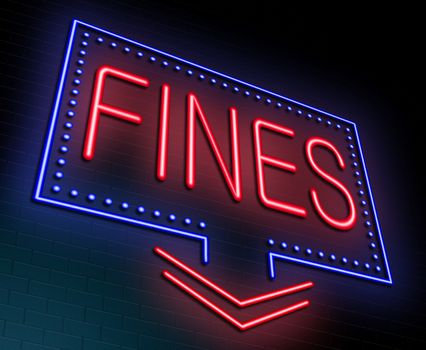 Illustration depicting an illuminated neon sign with a fines concept.
