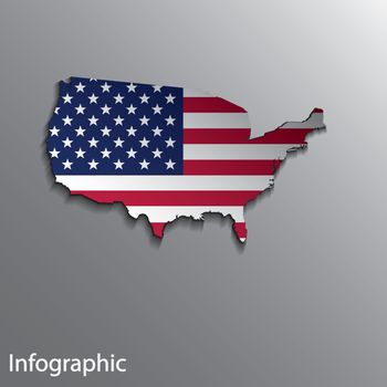 3D Country Map layout of United States of America in Vector EPS10 format. Effect of Gradient tool and Blend used in this file.