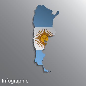 3D Country Map Layout of THE REPUBLIC OF ARGENTINA in Vector EPS10 Format. Effect of Gradient tool and Blend used in this file.