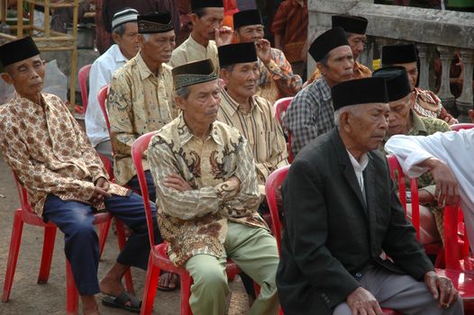 cikijing, west java, indonesia - july 10, 2011: senior guests at west java traditional wedding ceremonial