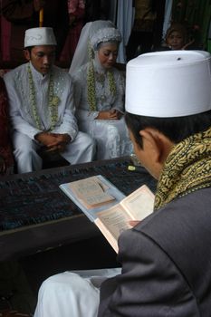 cikijing, west java, indonesia - july 10, 2011: west java traditional wedding ceremonial