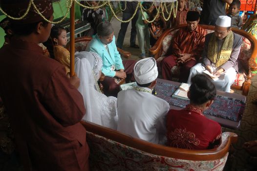 cikijing, west java, indonesia - july 10, 2011: west java traditional wedding ceremonial