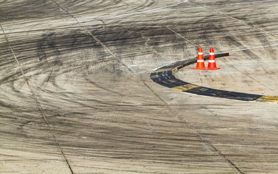 Background with tire marks on road track