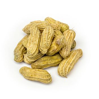 Stack boil peanuts isolated on white background