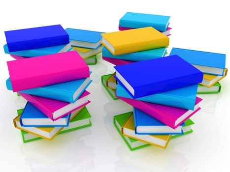 colorful real books on a white background