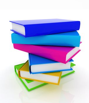 colorful real books on a white background