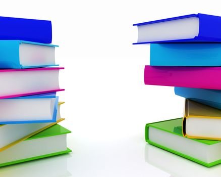 colorful real books on a white background