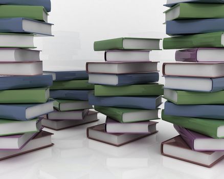 colorful real books on a white background