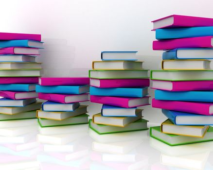 colorful real books on a white background