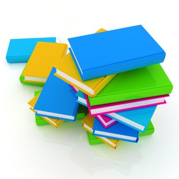 colorful real books on a white background