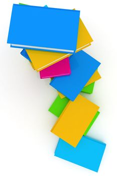 colorful real books on a white background