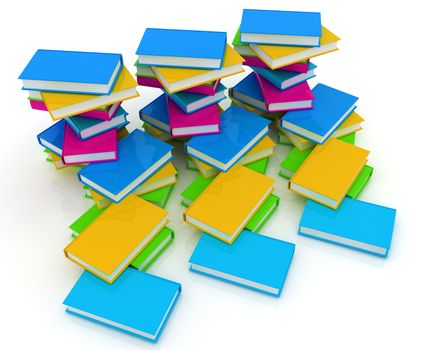 colorful real books on a white background