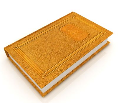 The leather book on a white background