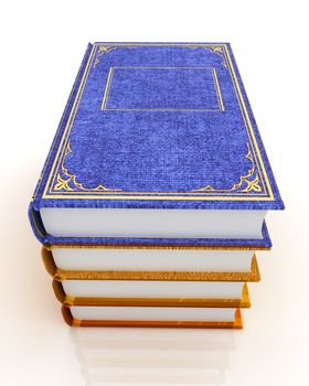 The stack of books on a white background