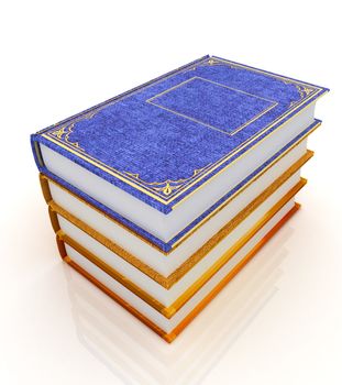 The stack of books on a white background