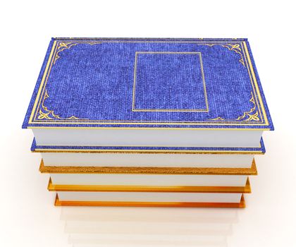 The stack of books on a white background