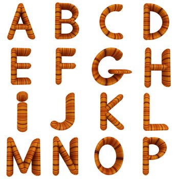 Wooden Alphabet set on a white background