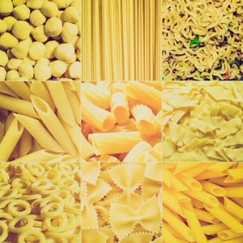 Vintage retro looking Pasta food collage useful as a background