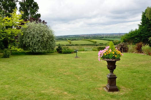Garden with pot and  view over Vineyard