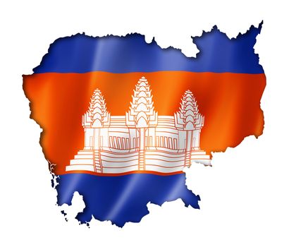 Cambodia flag map, three dimensional render, isolated on white