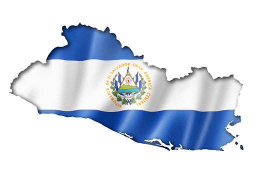 El Salvador flag map, three dimensional render, isolated on white
