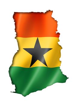 Ghana flag map, three dimensional render, isolated on white